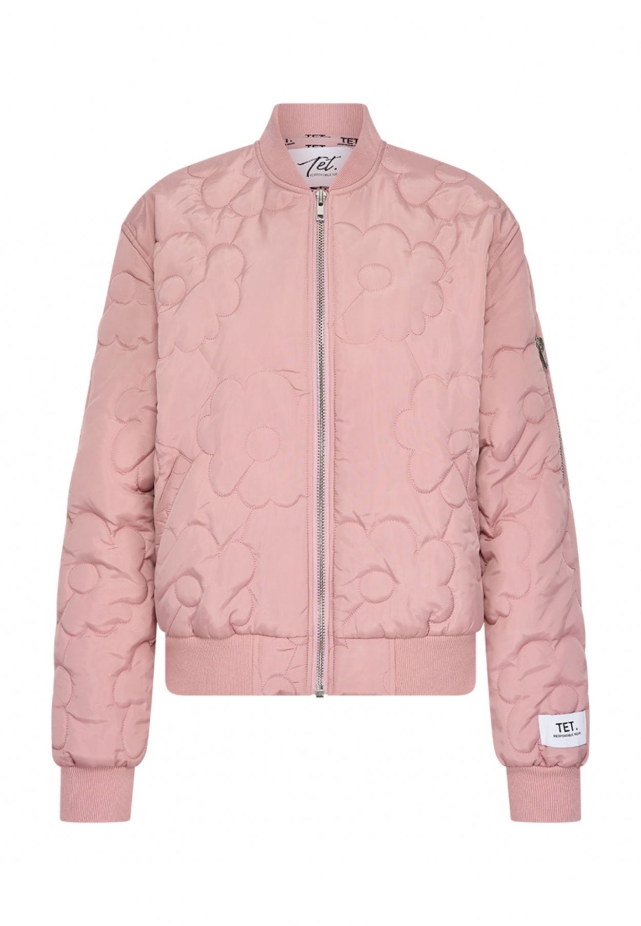 Striking Puffed Flower Bomber Jacket
