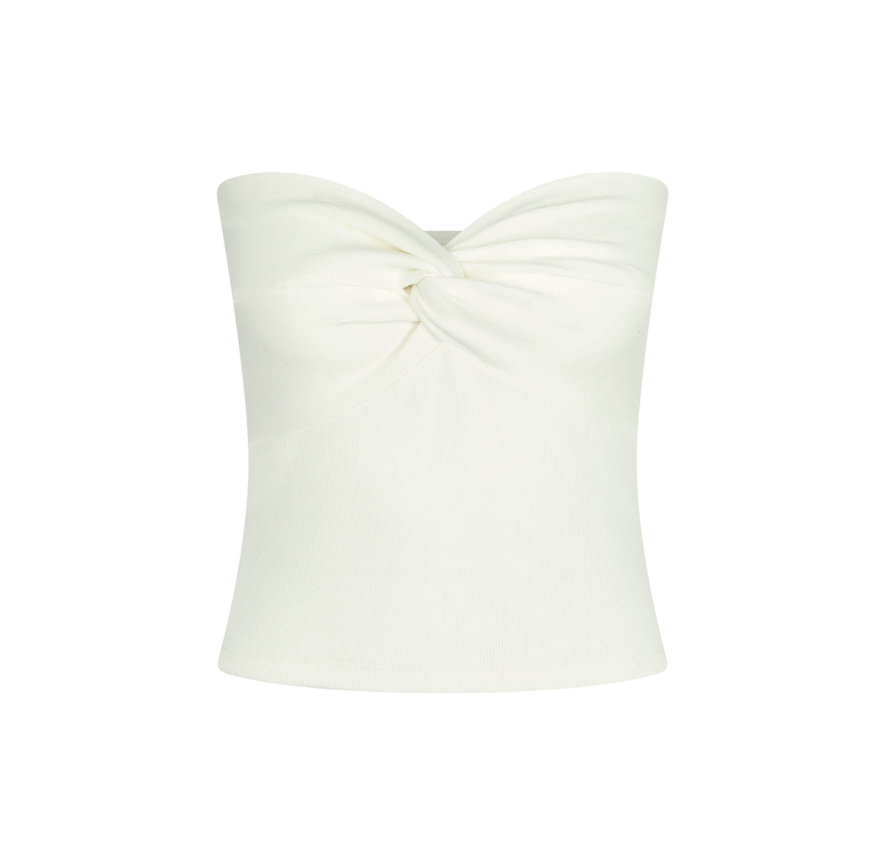 Ribbed Twist Tube Top - Strapless Design
