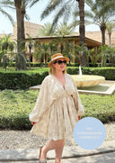 Floral Luna Puff dress | Tropical Beige